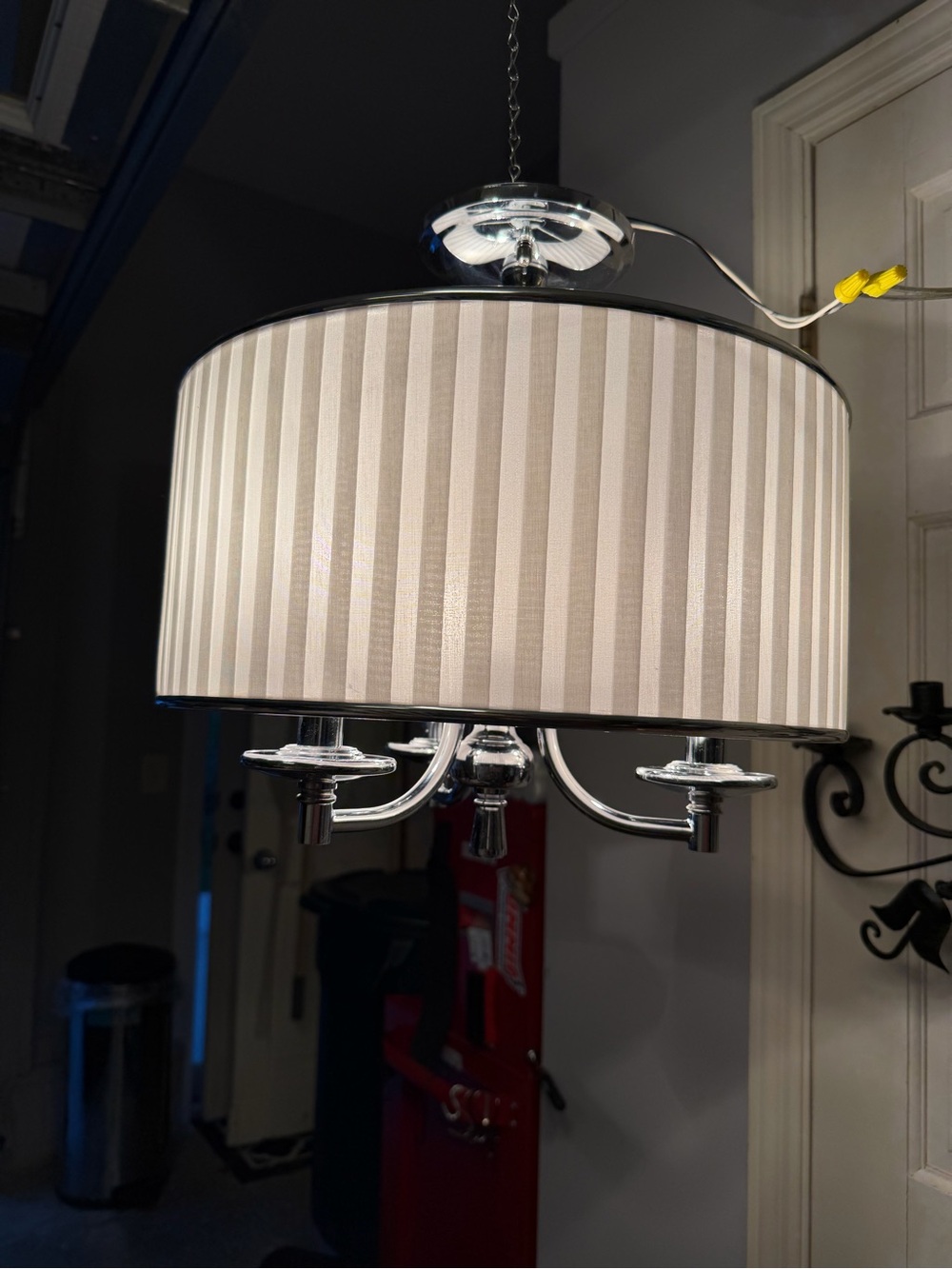 Home Decorators Collection Anya 3-light chrome semi-flush mount with shade